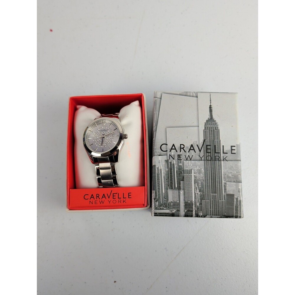 Caravelle Women's Crystal Silver Dial Watch - 43L206